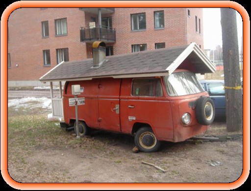 vw van with roof and porch